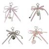 Fashionable Bows Tie Ribbon Keychain Imitation Pearls Beaded Bowknot Keyring Colorful Butterfly Knot Key Chain Ornament