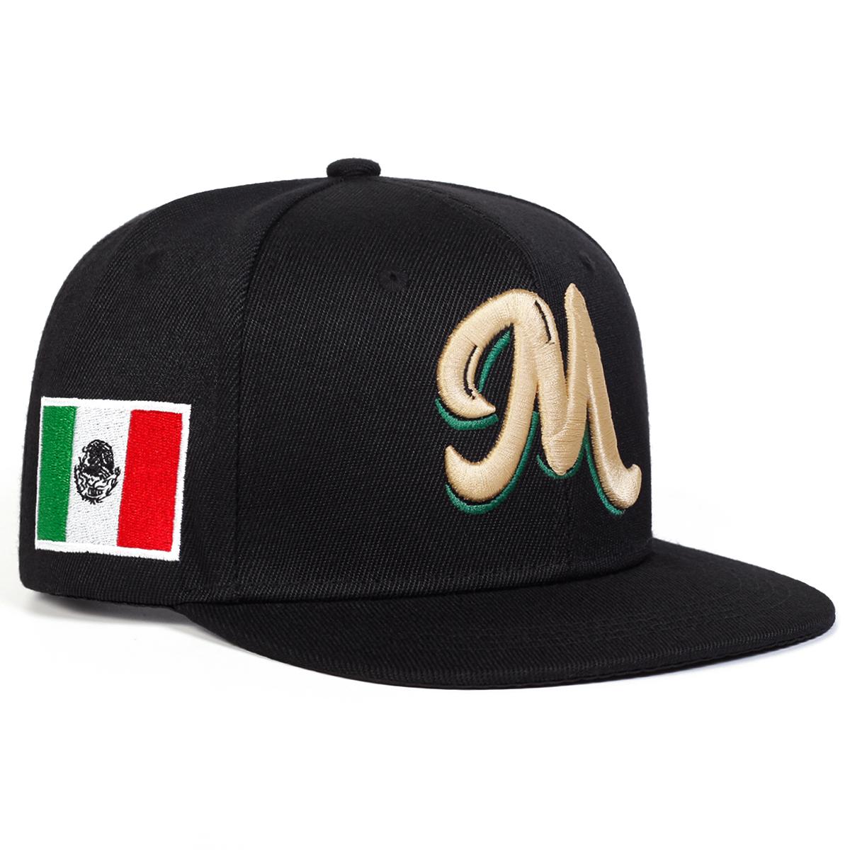 

Unisex M Mexican Flag Embroidery Flat Top Baseball Hat UV Protection Snapback Caps Spring Autumn Outdoor Leisure Hats Travel Accessories for Women Men