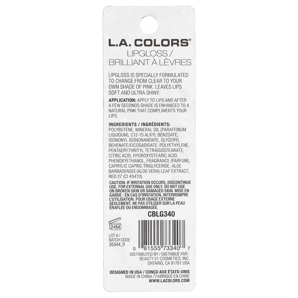 L.A. Colors, Mood Lip Gloss, CBLG340 In the Mood, 13ml (0.43fl oz)