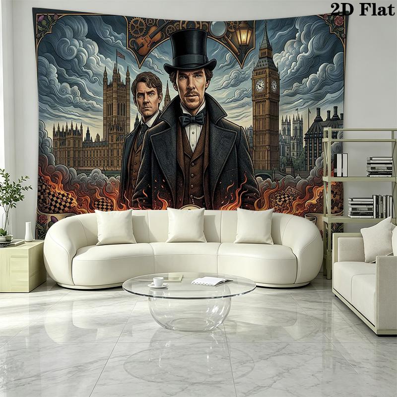 Tapisserie murale Sherlock Accroche murale esthétique Couverture en tissu imprimé Tapisseries décoratives pour chambre à coucher salon décoration intérieure