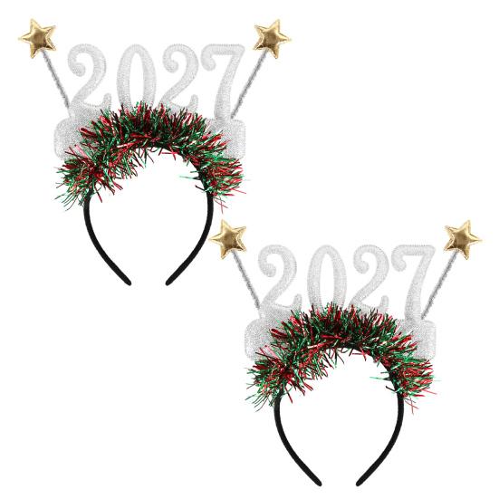 Holiday Celebration Eyewear 2 Pcs 2027 New Year Eyeglasses, Plastic Glitter Number Glass Frame, Colorful Festive Glasses for Parties Shiny Unisex