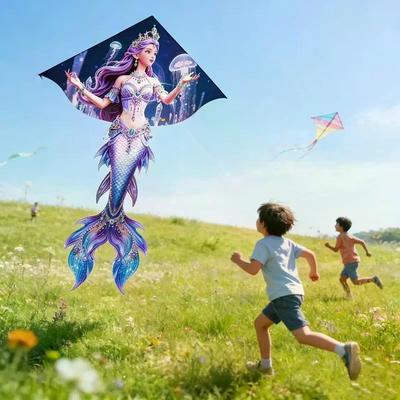 Mermaid Kite Large Cartoon Mermaid Tail Kite Easy To Fly For Adults Kids Beach Park Outdoor Activities Family Trips