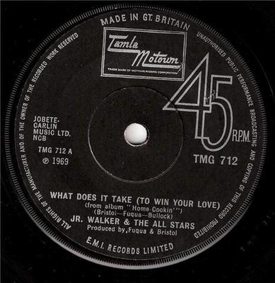 7-tums skiva JUNIOR WALKER & THE ALL STARS - What Does It Take (To Win Your Love TMG712 Tamla Motown 1969 UK Soul/Funk Begagnad