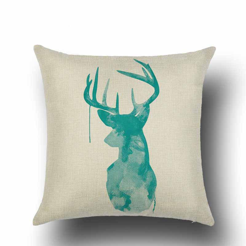 

New Blue Nordic Geometric Linen Pillowcase Elk Triangle Pattern Cushion Pillowcase 45*45cm