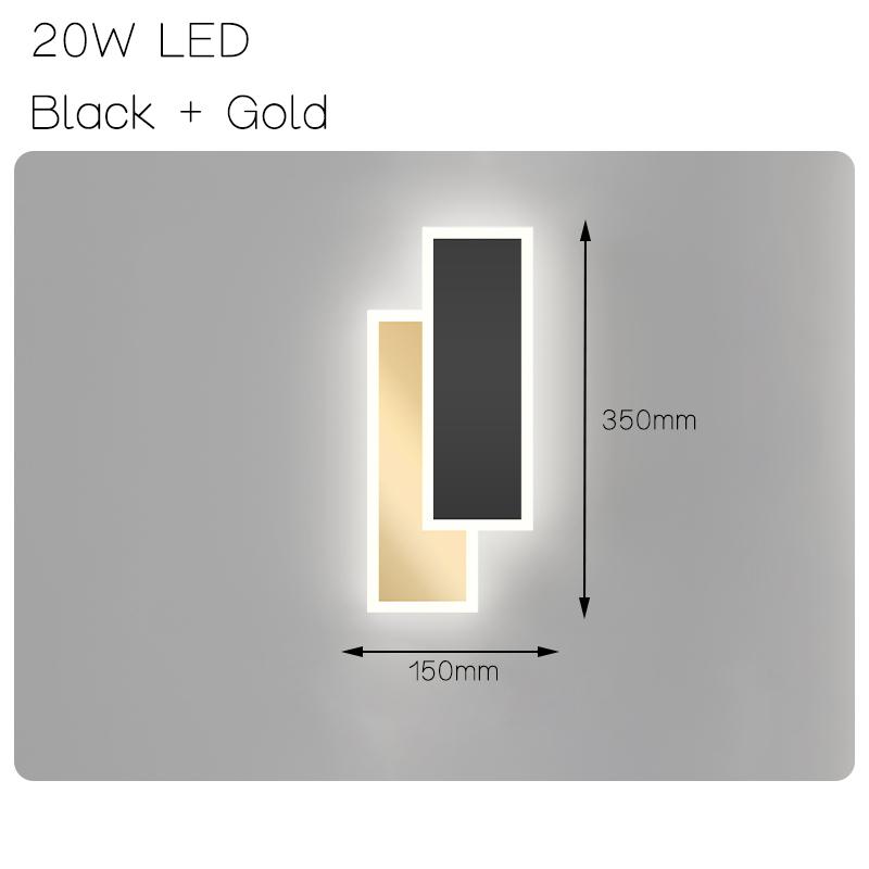 

20 Вт светодиодный настенный светильник из акрила для спальни, гостиной, прохода, декоративное освещение, подсветка телевизора, черно-белые/золотые настенные светильники Cool White(5500-7000K)