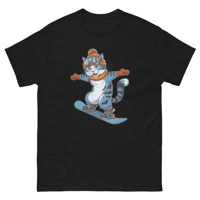 Blue Cat Snowboarding Fun Snowboarder T Shirt