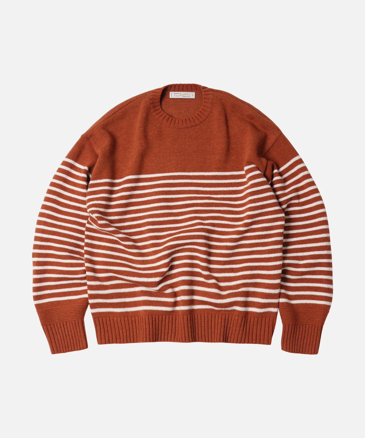 Prism Works Wool Stripe Relax Knit _ Brick Brick/L