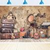 2D Flat Nostalgic Banner, Antique Suitcases and Gramophone for Vlogs and YouTube Videos