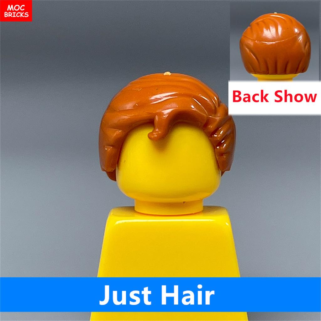 MOC Bricks 4cm Figure Body Wear Male Boy Fire Brown Hairs Assembled Building Blocks Educatinal Plastic Toys