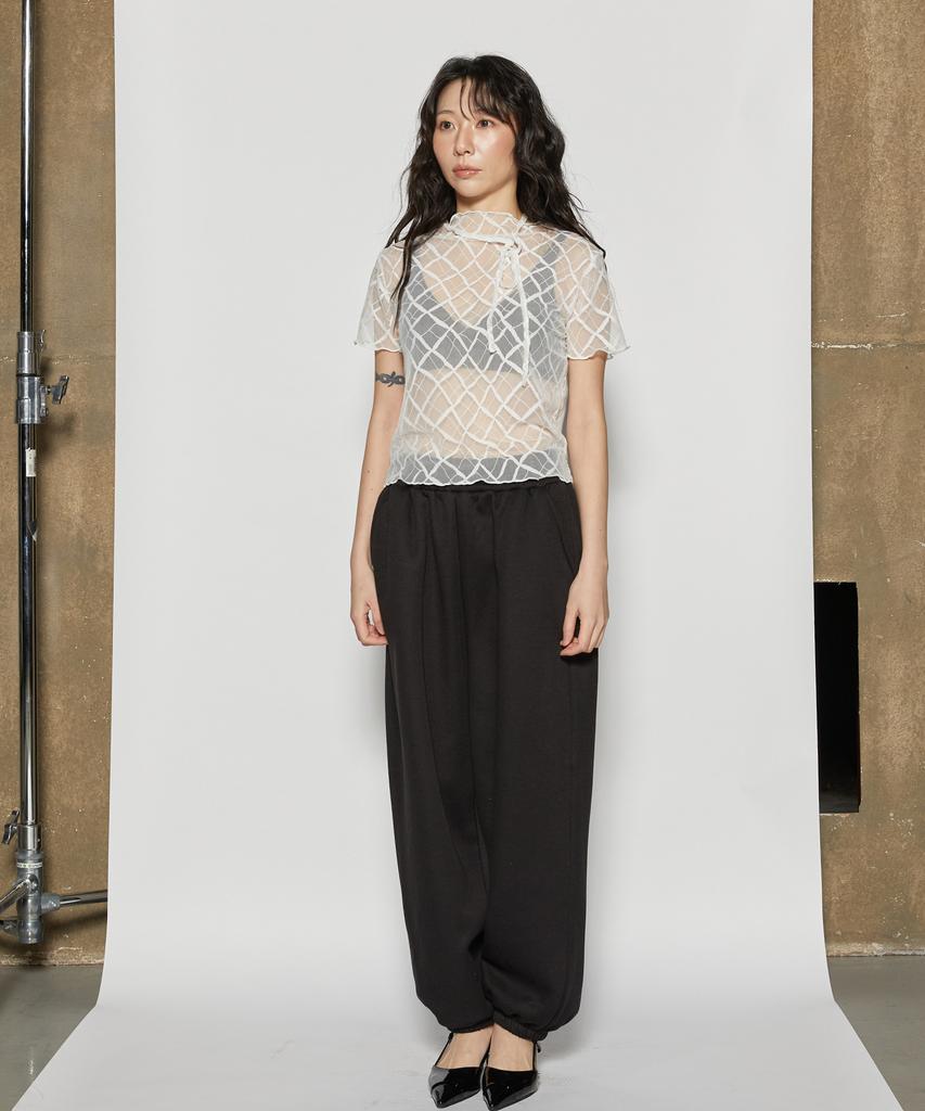 Peideomeonteu Balloon Jogger Wide Pants (White Melange Gray)