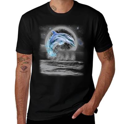 Delfin tanzt im Mondlicht T-Shirt T-Shirts für Mann Grafik-T-Shirts Grafik-T-Shirts für Mann T-Shirts für Mann Slim Fit T-Shirt