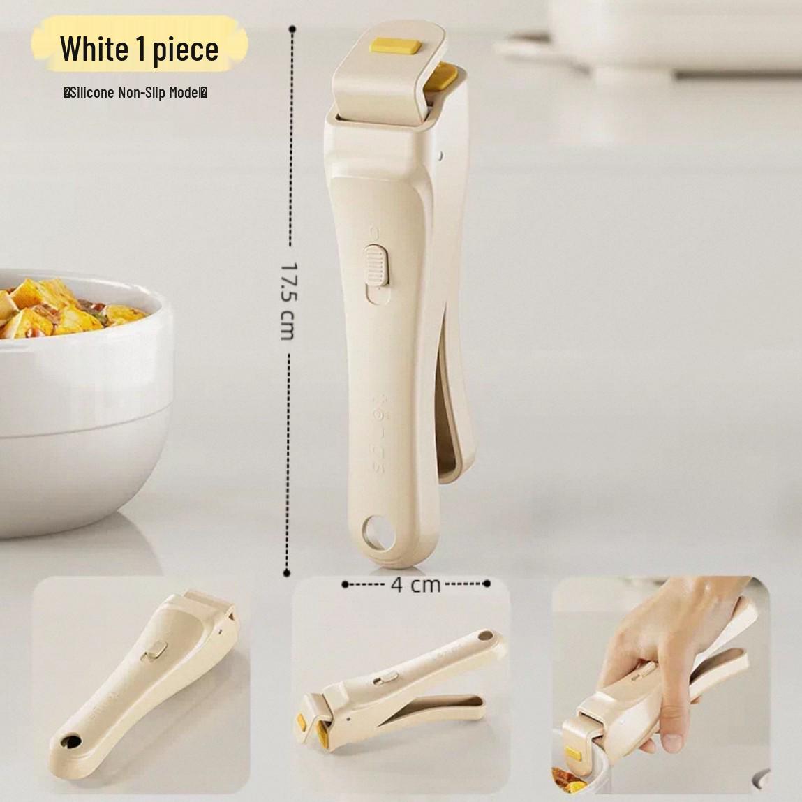 Silicone Non-Slip Heat-Resistant Bowl Clip: One-Click Open/Close, Anti-Scald, High-Temp Safe.