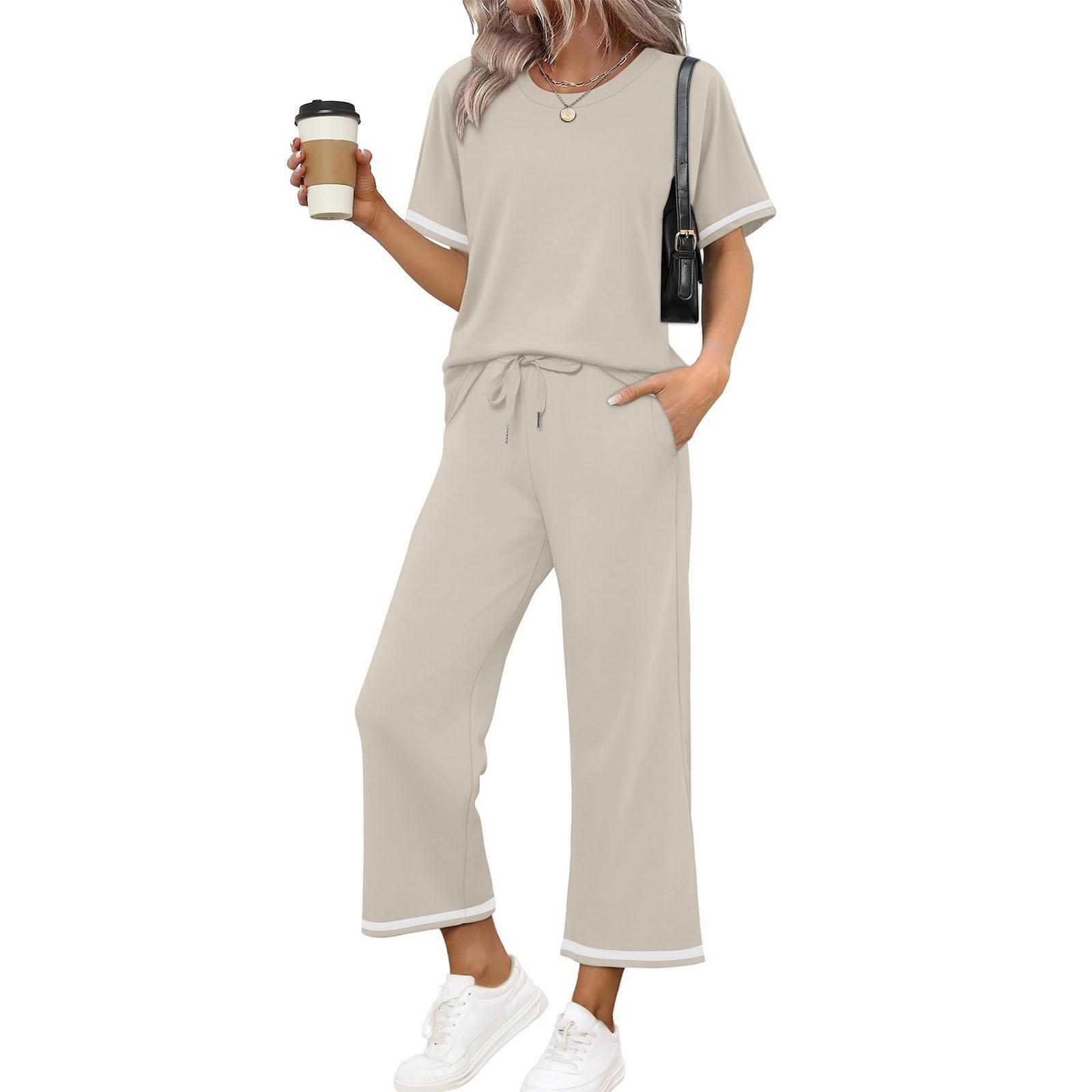 

Женский модный повседневный костюм -колор L бежевый