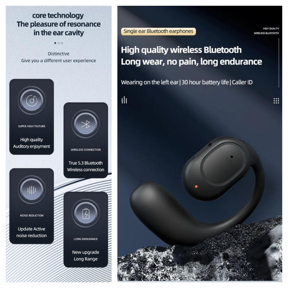 Bone Conduction Earhook Earbuds Single-ear Touch Control Bluetooth Earphone Wireless Big Capacity Battery Sport Music Headset
