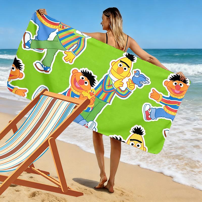Sesame Street2 Print Beach Towel, Large Soft Quick Dry Towel for Beach Camping Swimming
