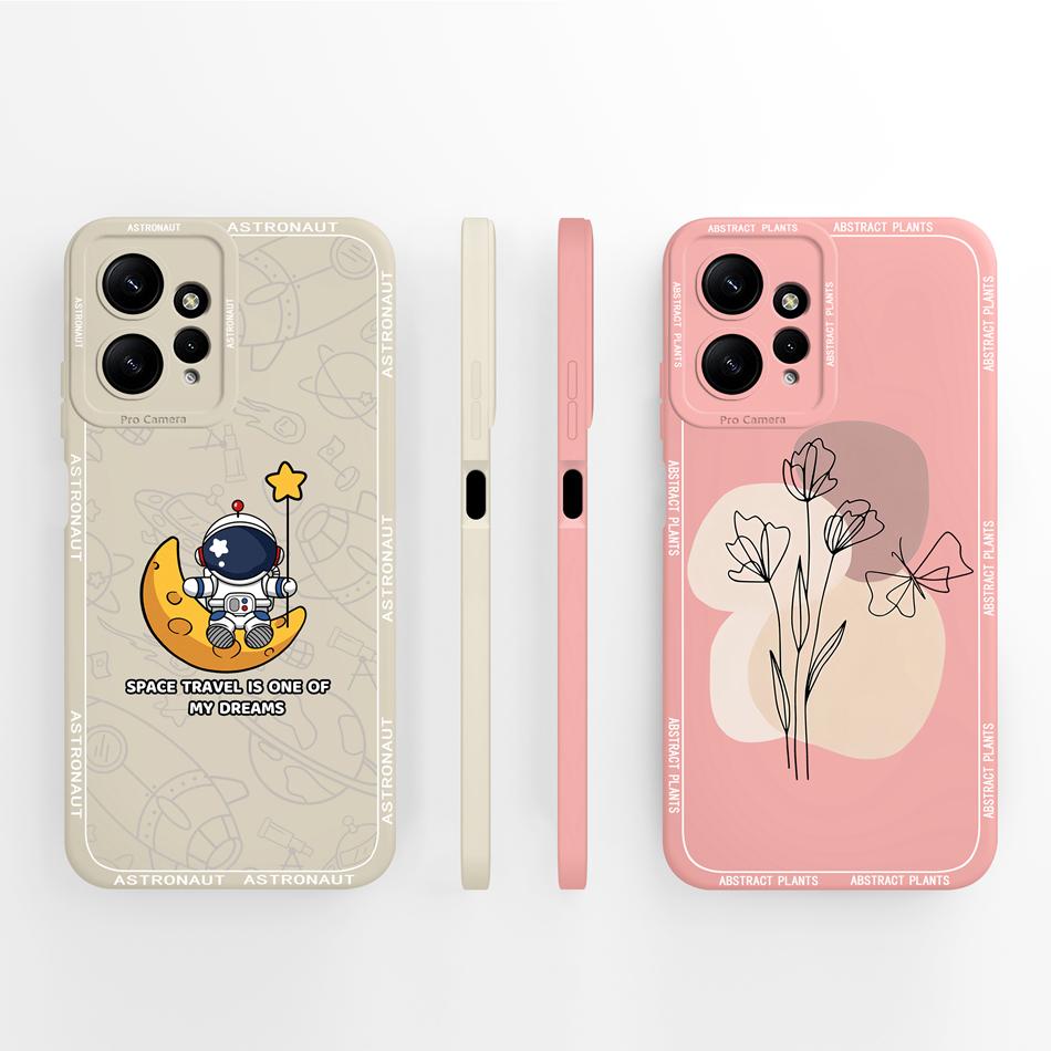 For Redmi Note 12 Pro Plus Phone Case Cute Candy Flowers Cover For Xiaomi Redmi Note12 4G 5G Soft Liquid Silicone Phone Housing