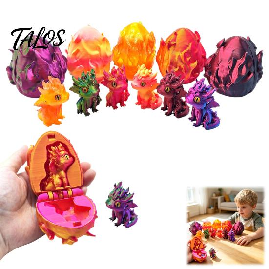 Colorful Dragon Statue 3D Printed with Egg, Gradient Baby Figurine, Holiday Party Favors Collectable Small Toy for Kids, Favors, Desktop Decoration