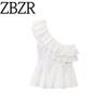 Zbzr Spring New Women Clothes Western Style Embroidery Asymmetric Design Sense Fashion Top 1165272 250