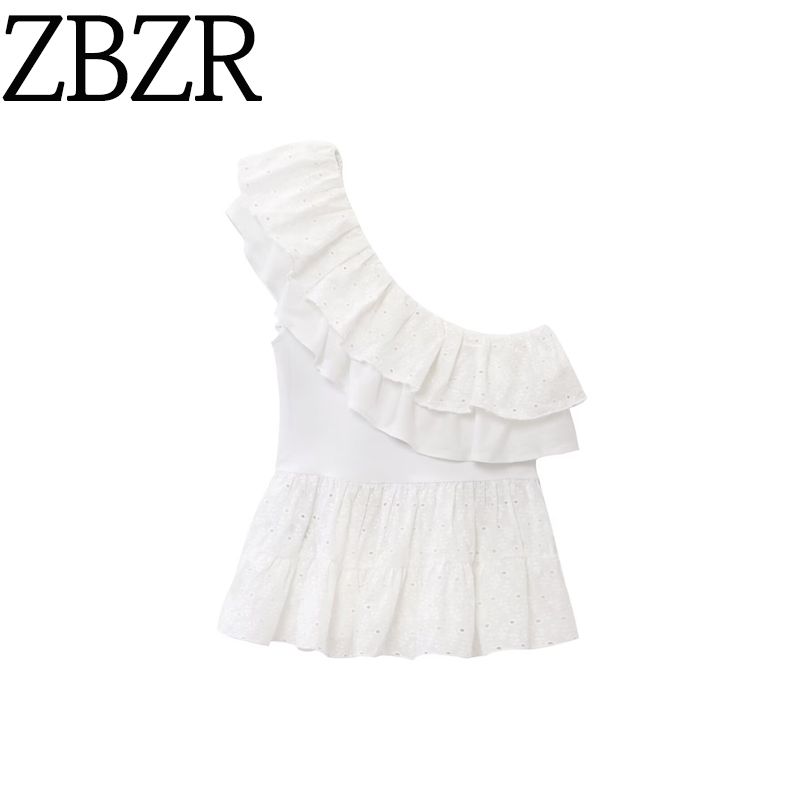 Zbzr Spring New Women Clothes Western Style Embroidery Asymmetric Design Sense Fashion Top 1165272 250
