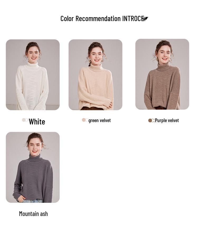 2025 Autumn/Winter Women's High Neck Cashmere Stripe Sweater