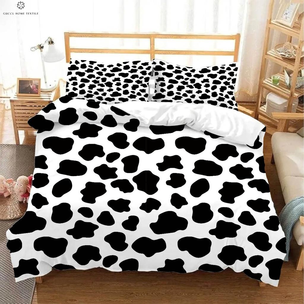 Pink Leopard Black and White Simple Print Duvet Cover 100% Polyester Bedding Set Quilt Cover Pillowcase Three-piece Set