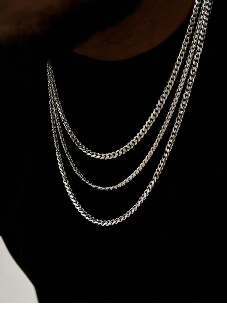 Hip Hop Cuban Chain Necklace for Men Women Punk 3 To 7 MM Stainless Steel Choker Necklace Vintage Jewelry Accessories