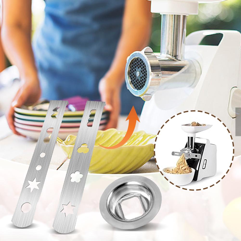 2 Pcs Cookie Press Attachment Stainless Steel with Connection Ring Cookie Maker Attachment Biscuit Mould for Size 5 Meat Grinder
