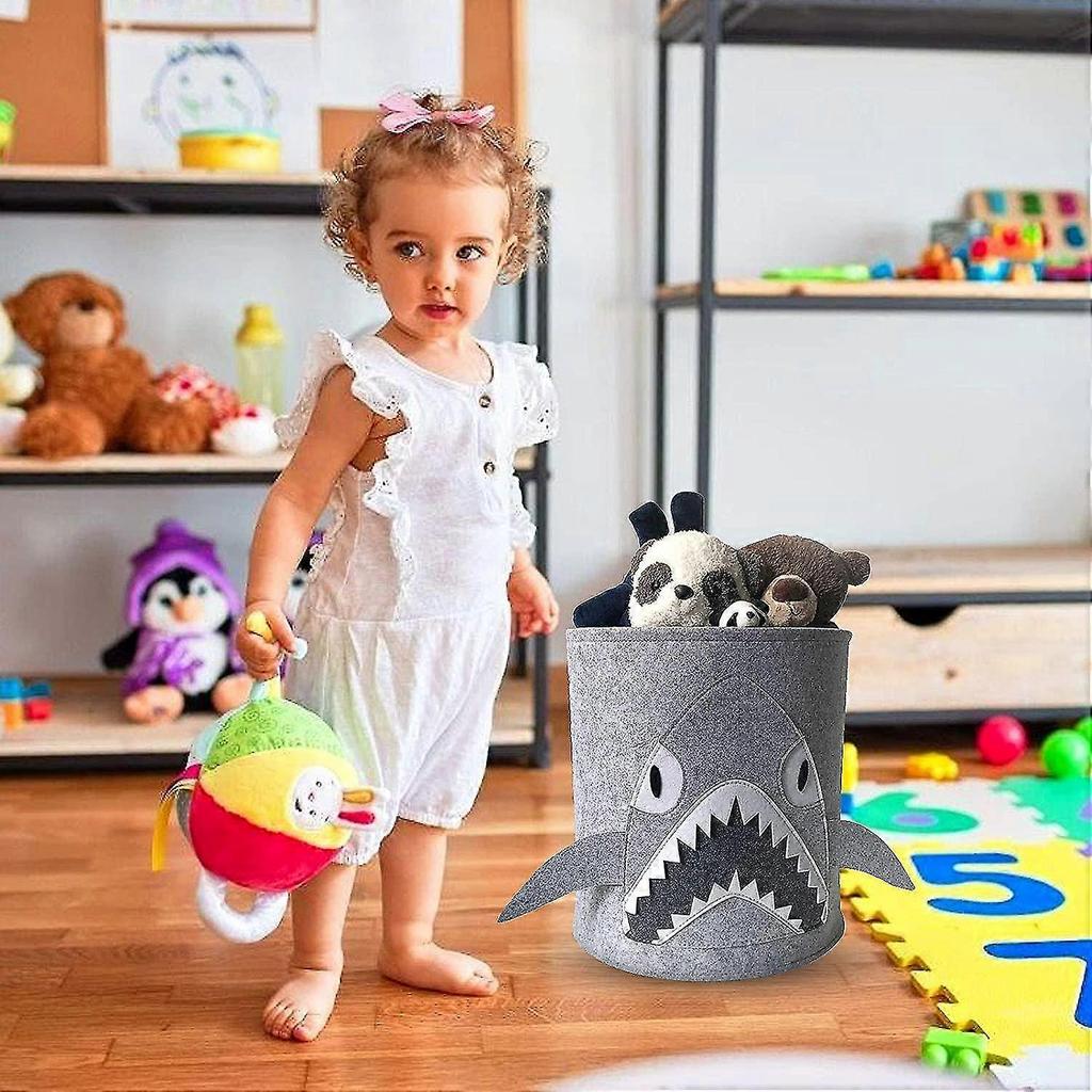 Filz Aufbewahrungseimer, Kinder Filzkorb, Faltbare Filz Aufbewahrungsbox Für Kinderzimmer, Spielzeug, Kleidung (Hai)Filz-Aufbewahrungskorb, Kinder-Filzkorb, faltbarer Filz