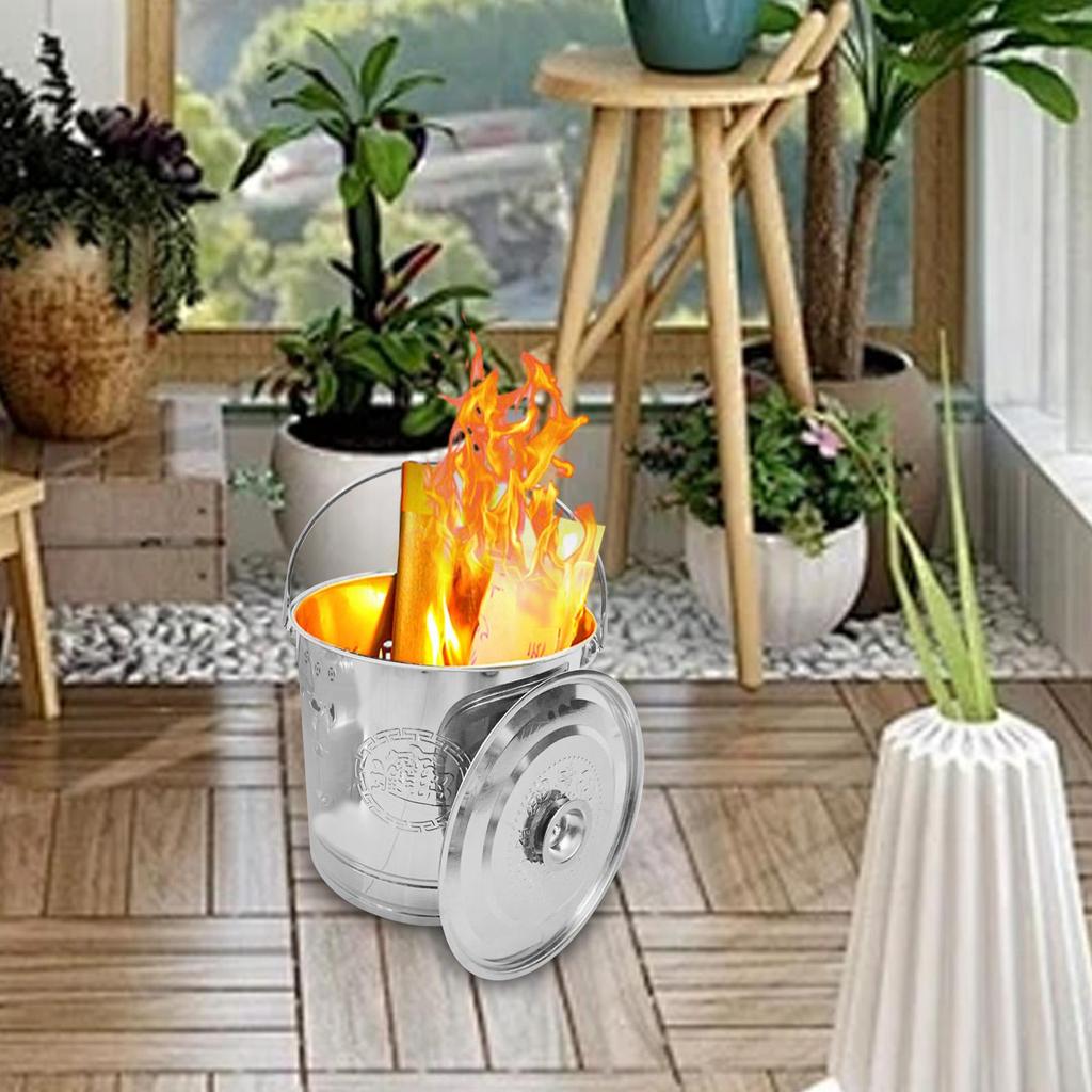 Burning Bucket Treasure Bowl Metal Fireplace Bucket for Yard Waste Trash Paper