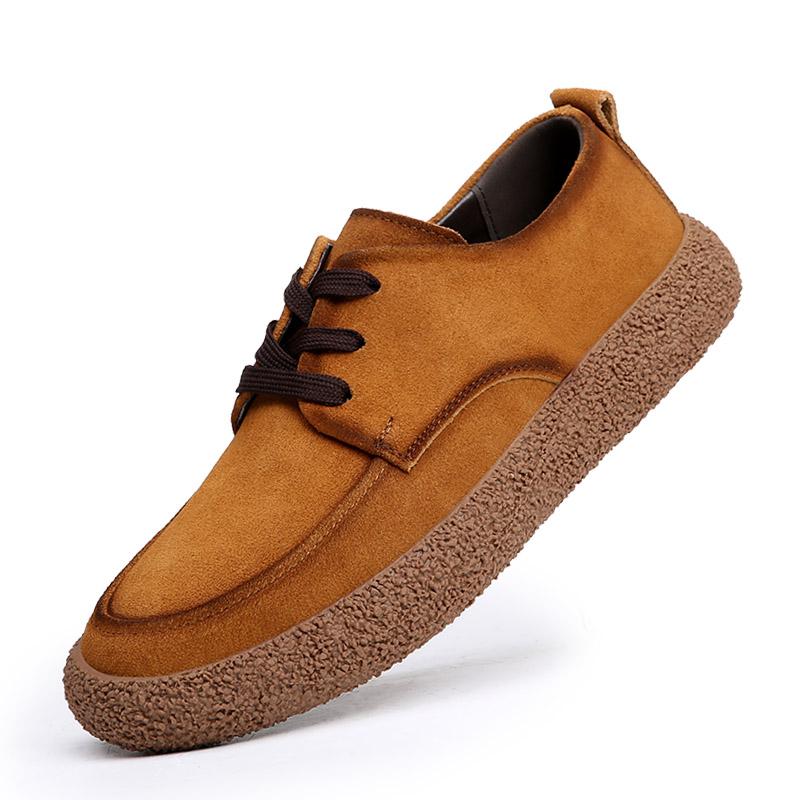 

2024 г. Новые мужские повседневные туфли из коровьей замши с круглым носком, на шнуровке, с мягкой подошвой, дышащие повседневные туфли для вождения 44 коричневый