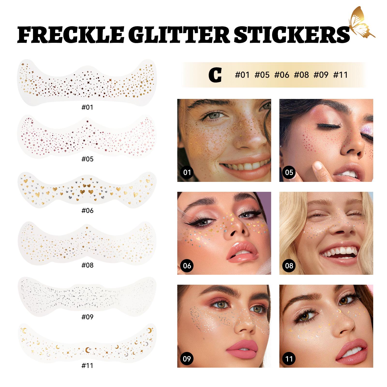 MLSMILE Waterproof Glitter Temporary Tattoo Stickers - Gold, Silver & Rose Gold Stars and Butterflies (6 Pieces) 6 pieces