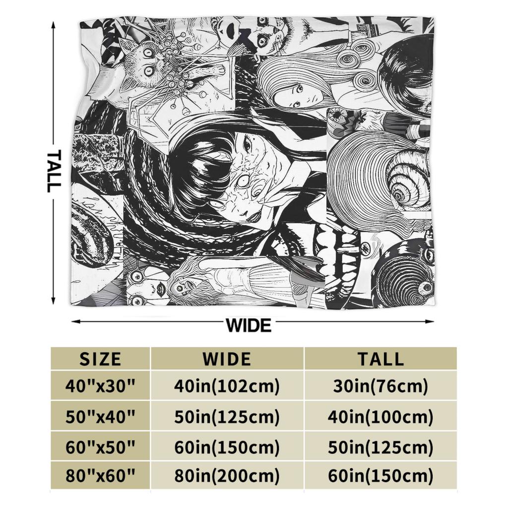 Tomie Junji Ito Blanket  Soft Fashion Plush Throw Blanket For Couch Chair Sofa Bed Travel Flannel Bedspread Bed Cover