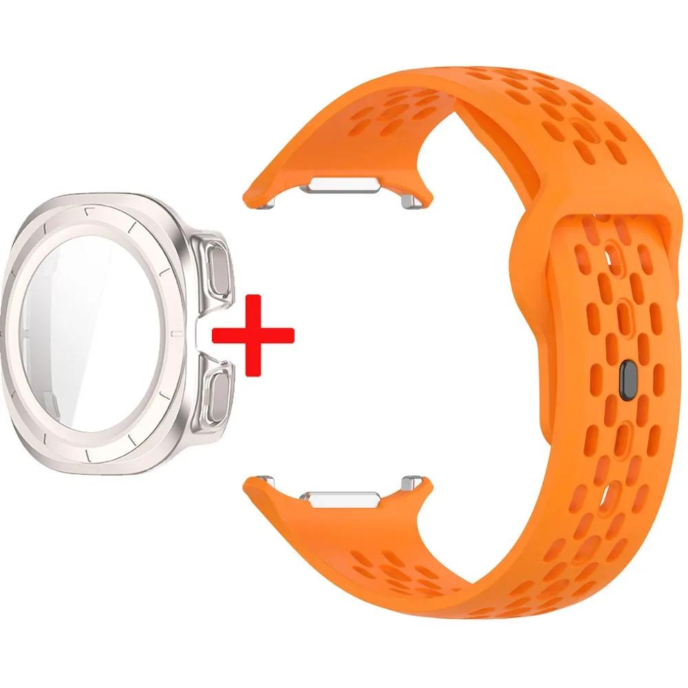 Silicone Strap+Case For Samsung Galaxy Watch Ultra 47 Sport Watchband Bracelet for Galaxy Watch Ultra Tempered Glass Cover Band