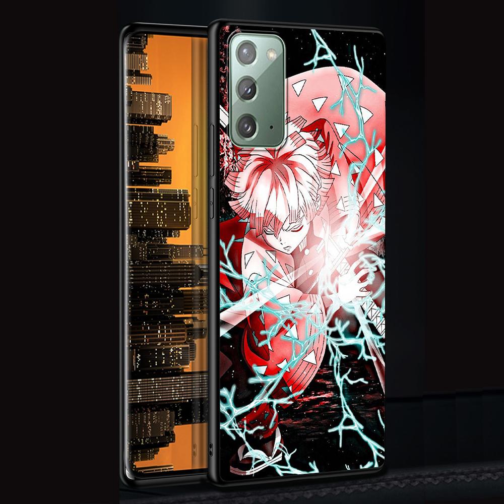 Demon Slayer Case for Samsung Galaxy Note 20 Ultra 10 Lite 9 8 A53 A52 A12 S22 S21 FE S20 Plus Silicone Black Anime Phone Cover
