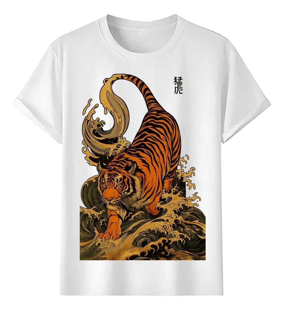 Tshirt Muscle Freaks Tiger Waves Oriental Style Tiger