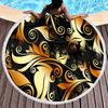 Luxury Gold Vintage Floral Round Beach Towel with Tassels, Microfiber Quick Dry Beach Blanket Absorbent Meditation Rug Yoga Mat