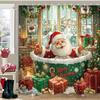 Christmas Shower Curtain,Winter Christmas Shower Curtains for Bathroom,Cute Funny Shower Curtain,Waterproof Polyester Insulated