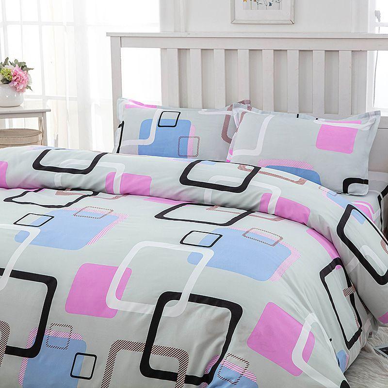 

Comfortable Grounded Four Piece Bedding Set Bedding Quilt Cover Bed Sheet Pillowcase Student Dormitory Single 3 PCs Set Pillowcase a pair of 48*74cm Style Gray
