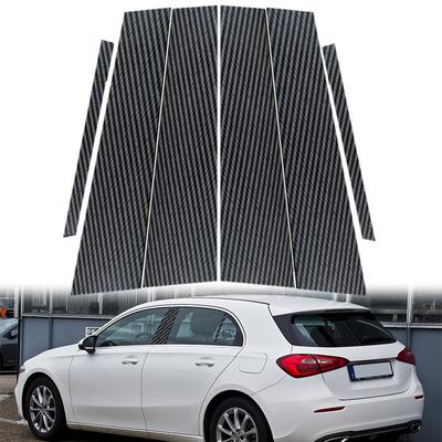 6 sztuk naklejek dekoracyjnych na słupki drzwi samochodu z włókna węglowego, pasujące do Mercedesa Benz klasy A W177 Hatchback/Sedan 2019-2025
