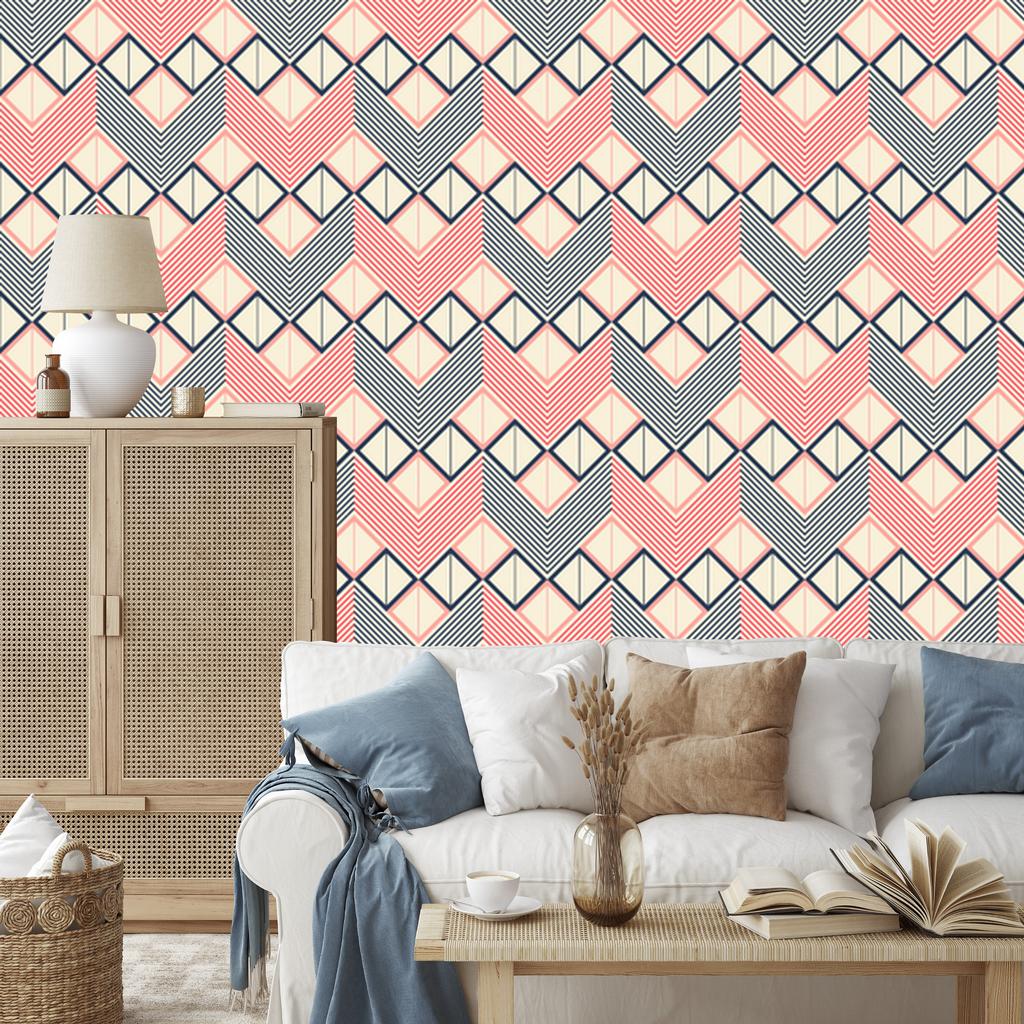Geometric retro pattern wallpaper for living room and bedroom 50x1000