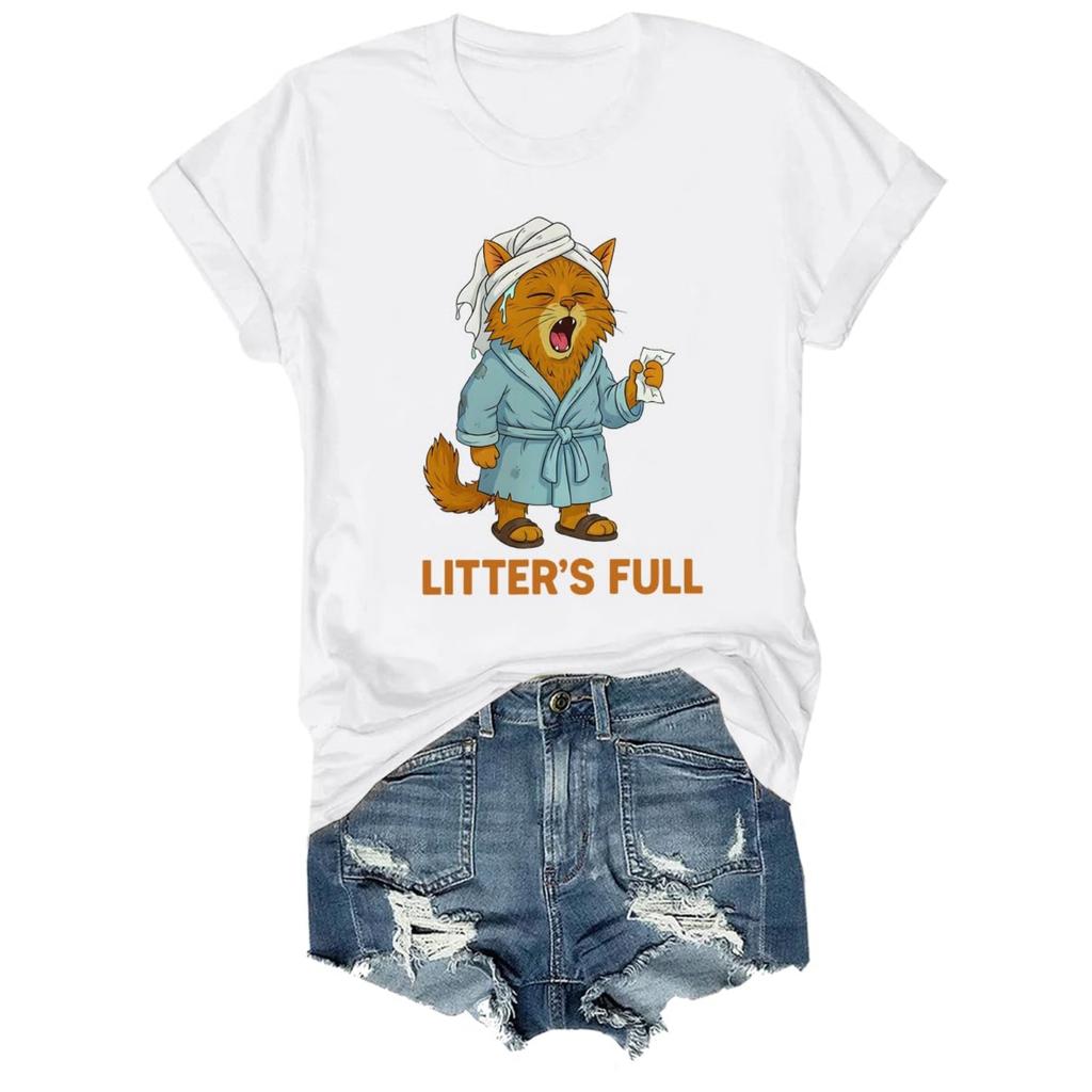 Camiseta unisex de moda para mujer y hombre con estampado, cuello redondo y manga corta