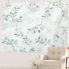 Retro Japanese Cherry Blossom Tapestry, Deep Indigo Flowers Wall Art Hanging Decoration Polyester Fiber White Ruffled Around For