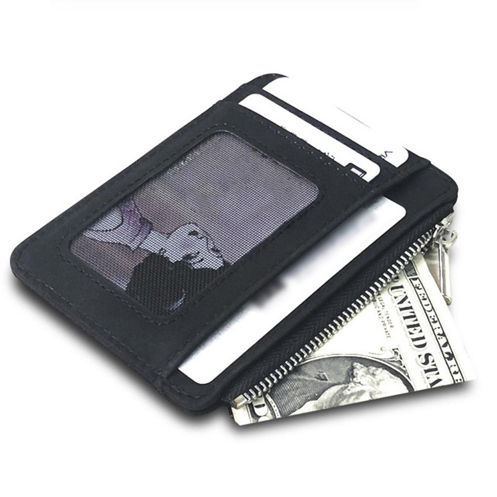 Modern faux leather card wallet (black) transportation card holder