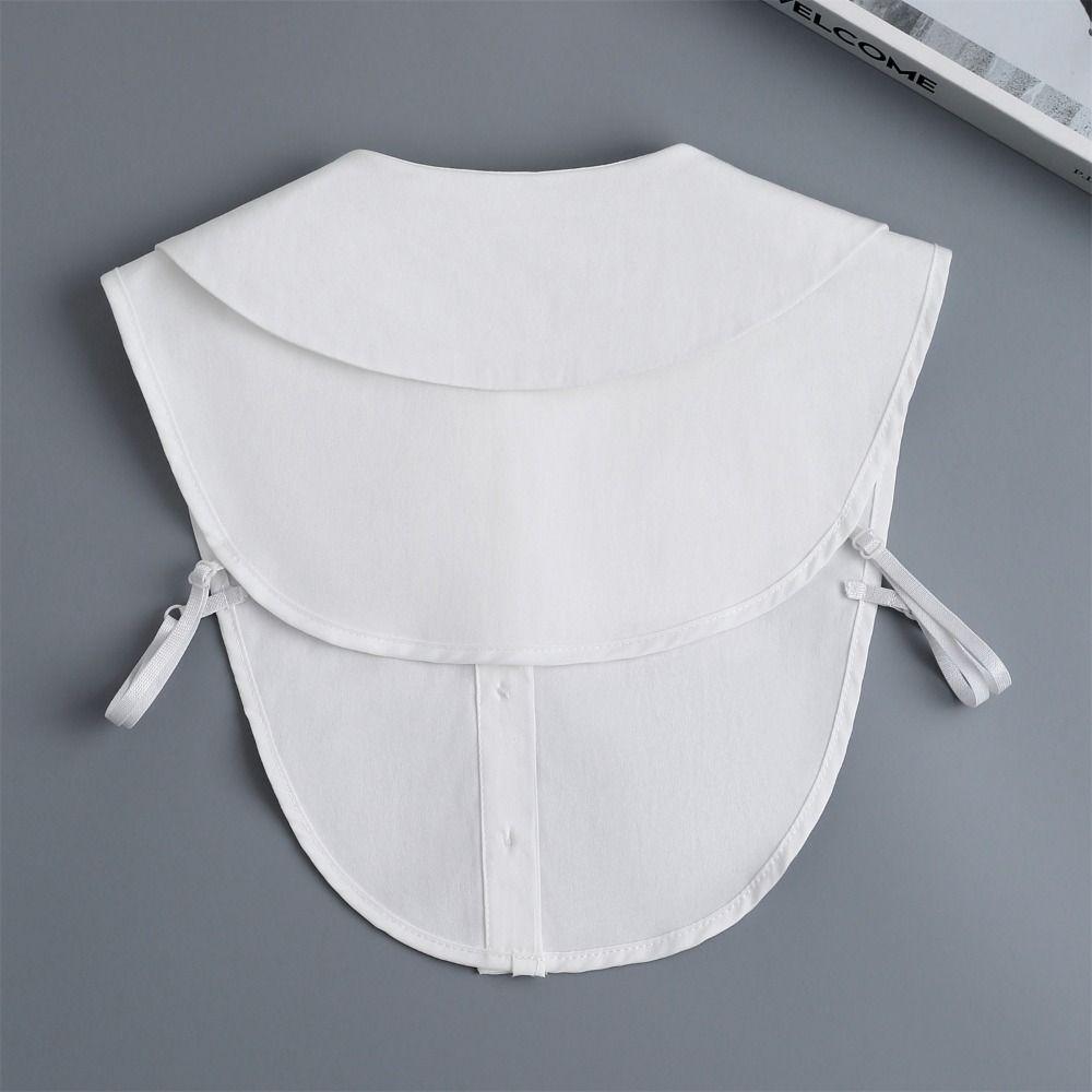 Ruffle Front Tie White Fake Collar Pure Cotton Stand-up Collar For Women Girls