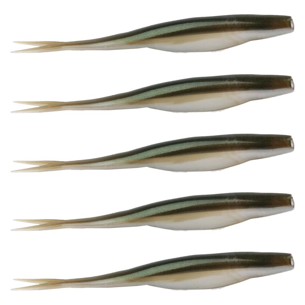 5Pcs Soft Fishing Lures Floating Baits Slightly Split Tail Swimbaits Lures Artificial Swimbaits for Saltwater Fishing