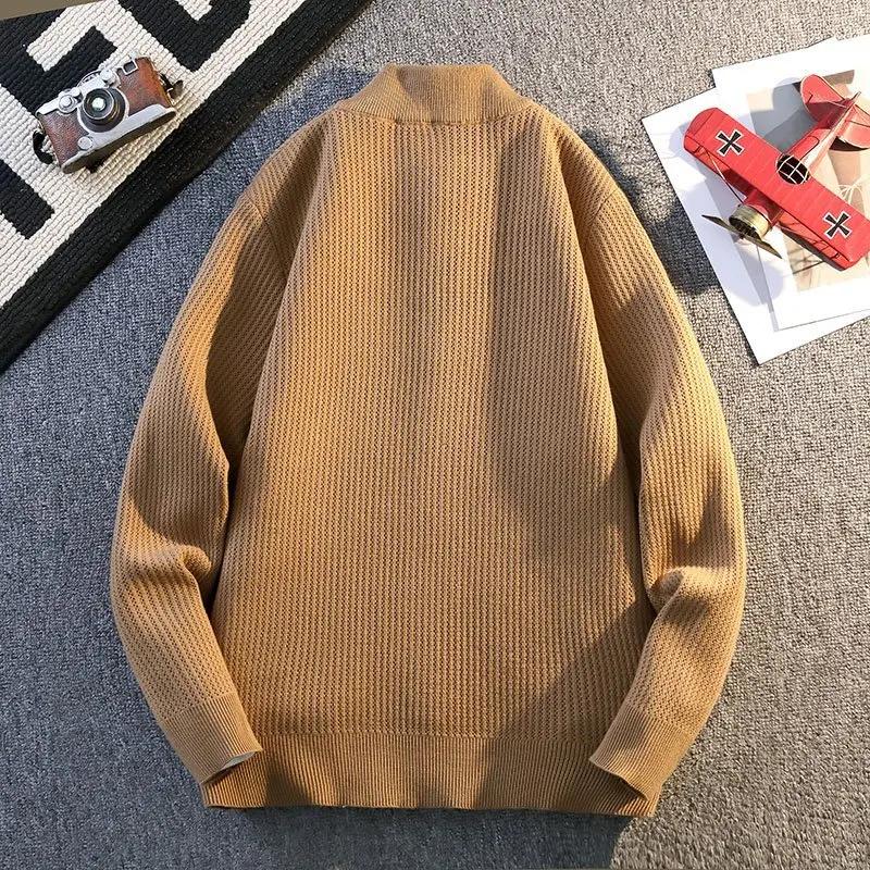 Spring Autumn Cardigan Men Knitted Sweater Outerwear Youthful Vitality Solid Color Single Breasted Casual Knit Sweatercoat