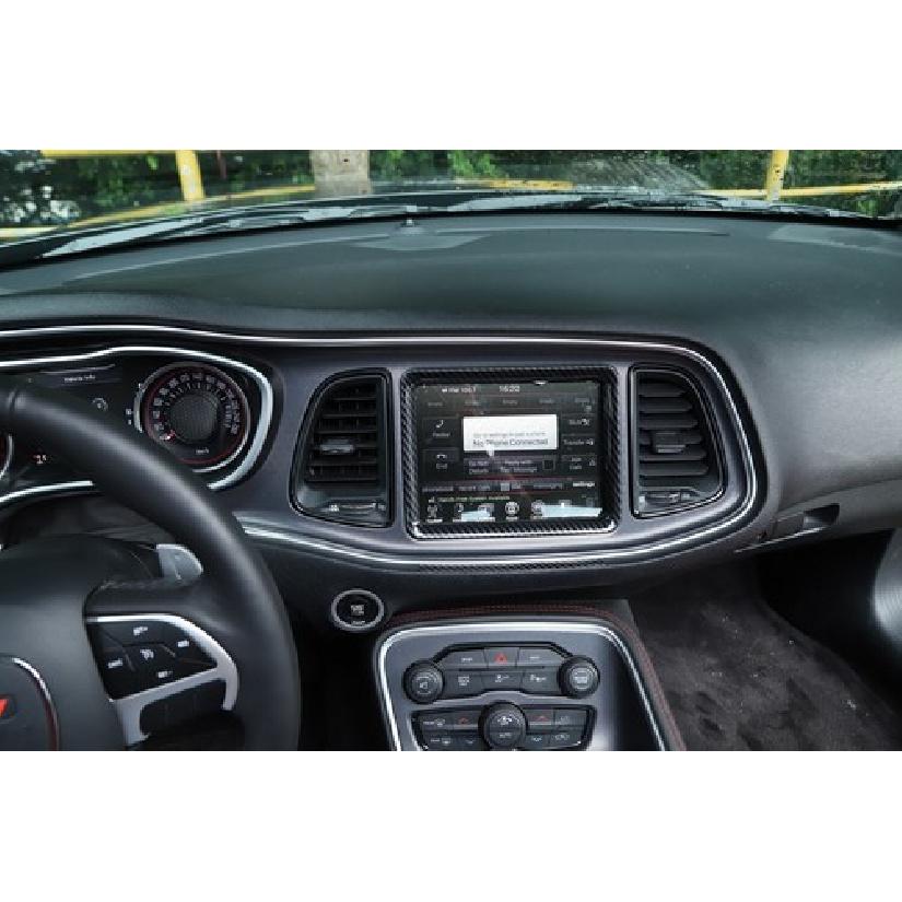 Carbon Fiber For Dodge Challenger 2015+ GPS Navigation Screen Frame COVER Trim