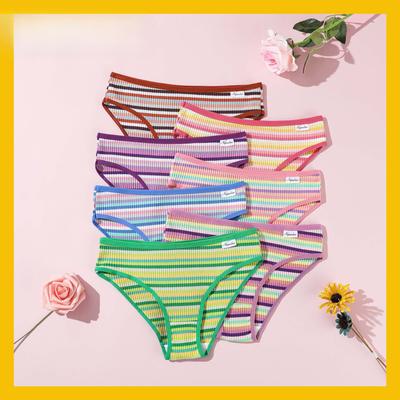 Damen-Slips aus reiner Baumwolle mit farbigem Faden, niedriger Taille, Bauch und atmungsaktivem doppellagigem Mädchenunterwäsche werden einzeln verkauft.