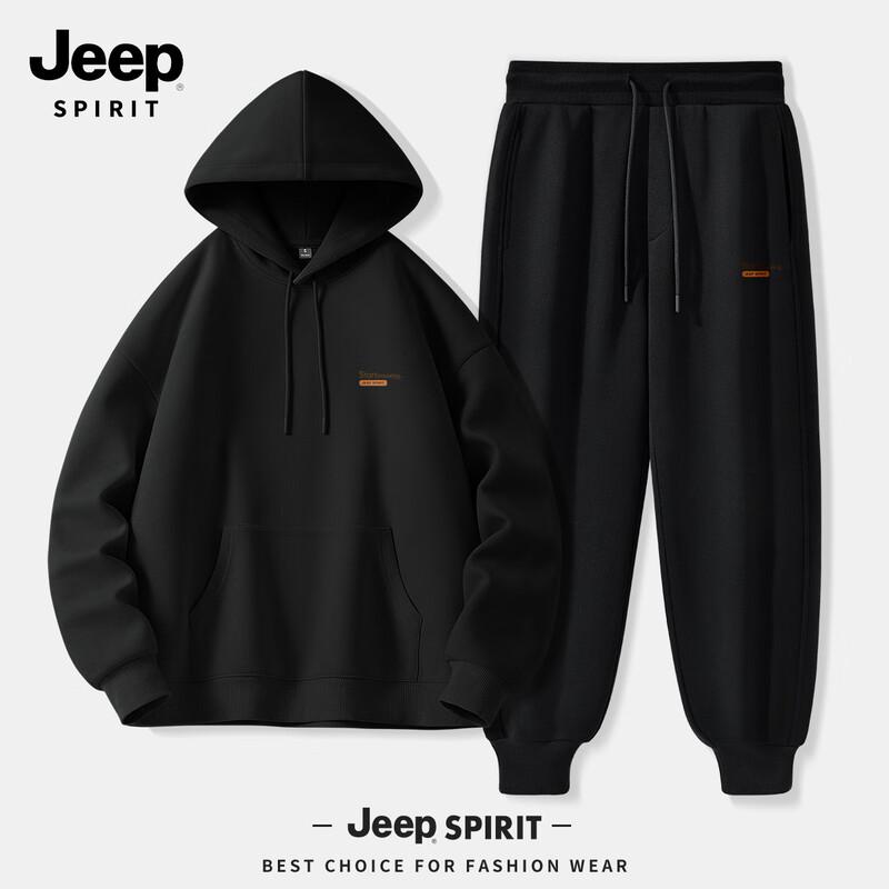 JEEP SPIRIT Men's 2025 Autumn Hooded Sweatshirt & Sweatpants Set