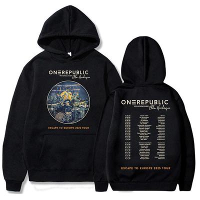 OneRepublic Escape To Europe 2026 Tour Bluzy Jesień Zima Oversize Polarowe Codzienne Męskie Bluzy z Kapturem Długi Rękaw Nadruk Zespołu Unisex Bluzy